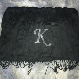 Black scarf with K in rhinestones